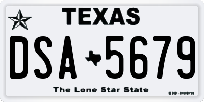 TX license plate DSA5679