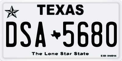 TX license plate DSA5680