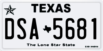 TX license plate DSA5681
