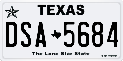 TX license plate DSA5684