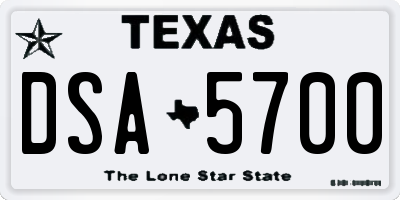 TX license plate DSA5700