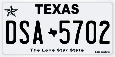 TX license plate DSA5702
