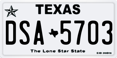 TX license plate DSA5703