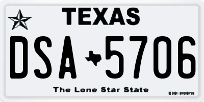 TX license plate DSA5706
