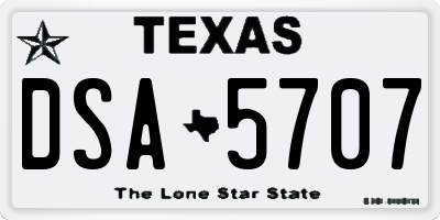 TX license plate DSA5707