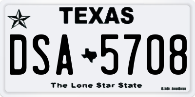 TX license plate DSA5708