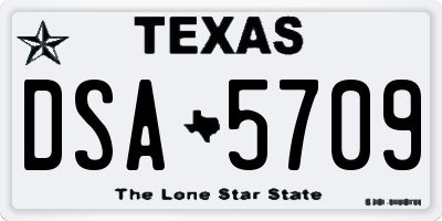 TX license plate DSA5709
