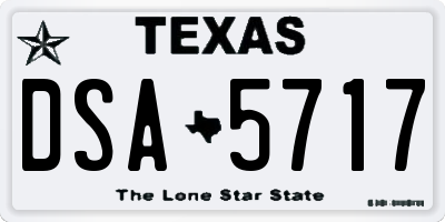 TX license plate DSA5717