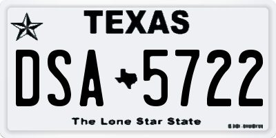 TX license plate DSA5722