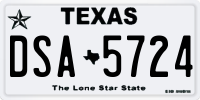 TX license plate DSA5724