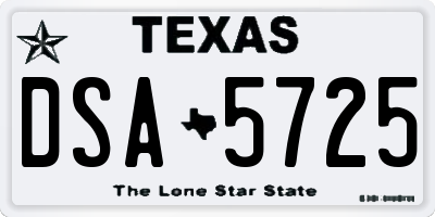 TX license plate DSA5725