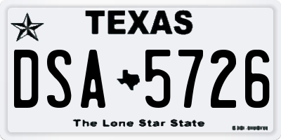 TX license plate DSA5726