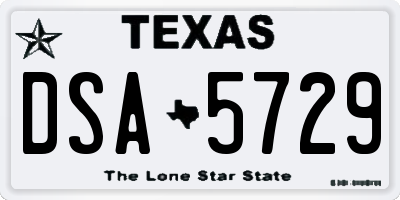 TX license plate DSA5729