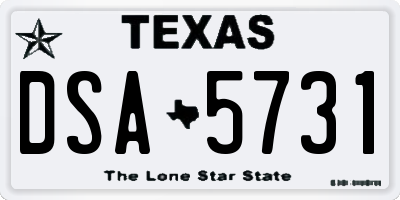 TX license plate DSA5731