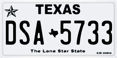 TX license plate DSA5733