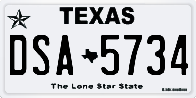 TX license plate DSA5734