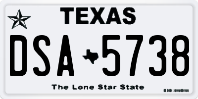 TX license plate DSA5738