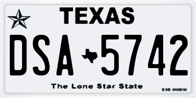 TX license plate DSA5742