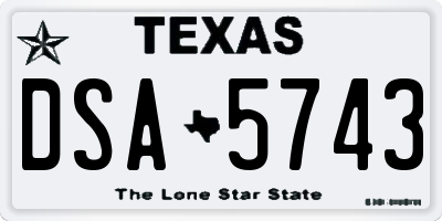 TX license plate DSA5743