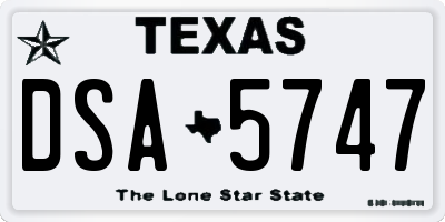 TX license plate DSA5747