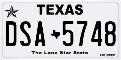 TX license plate DSA5748