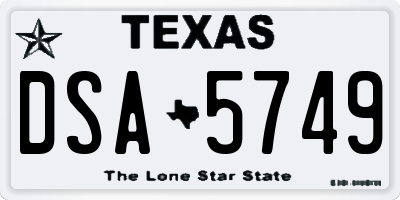 TX license plate DSA5749
