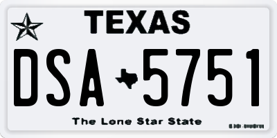 TX license plate DSA5751