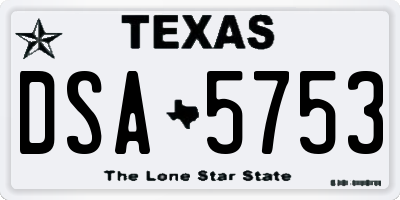 TX license plate DSA5753