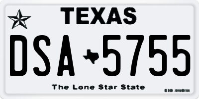 TX license plate DSA5755
