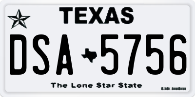 TX license plate DSA5756