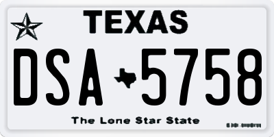 TX license plate DSA5758