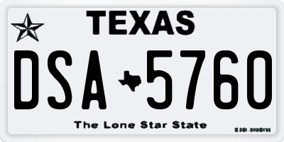 TX license plate DSA5760