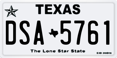 TX license plate DSA5761