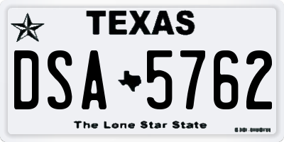 TX license plate DSA5762