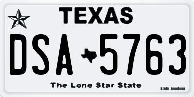 TX license plate DSA5763