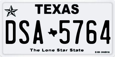 TX license plate DSA5764