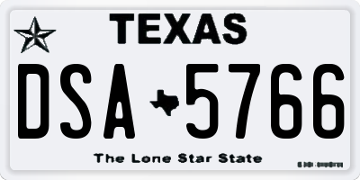 TX license plate DSA5766