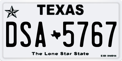TX license plate DSA5767