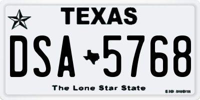 TX license plate DSA5768