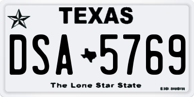 TX license plate DSA5769
