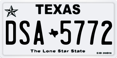 TX license plate DSA5772