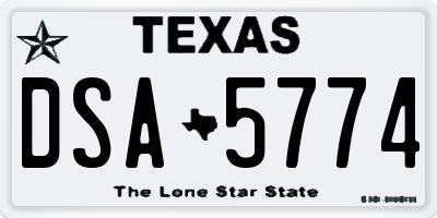 TX license plate DSA5774