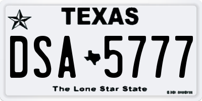 TX license plate DSA5777