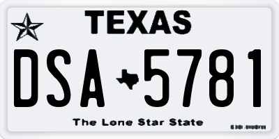 TX license plate DSA5781