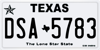TX license plate DSA5783