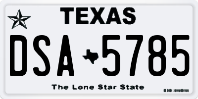TX license plate DSA5785