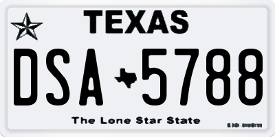TX license plate DSA5788