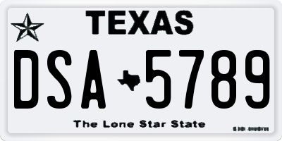TX license plate DSA5789