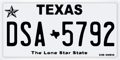 TX license plate DSA5792