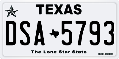 TX license plate DSA5793